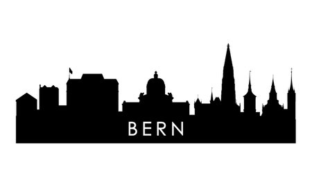 Bern skyline silhouette. Black Bern city design isolated on white background.のイラスト素材
