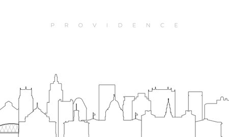 Outline Providence skyline. Trendy template with Providence buildings and landmarks in line style. Stock vector design.のイラスト素材