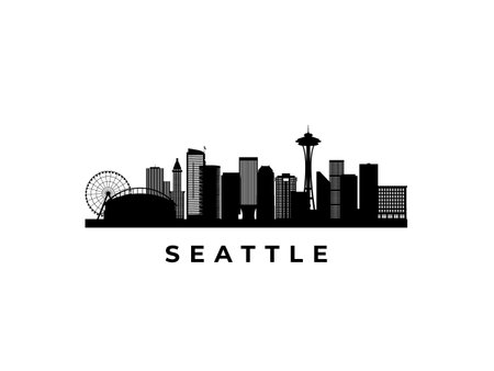 Vector Seattle skyline. Travel Seattle famous landmarks. Business and tourism concept for presentation, banner, web site.のイラスト素材