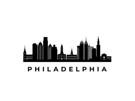 Vector Philadelphia skyline. Travel Philadelphia famous landmarks. Business and tourism concept for presentation, banner, web site.のイラスト素材