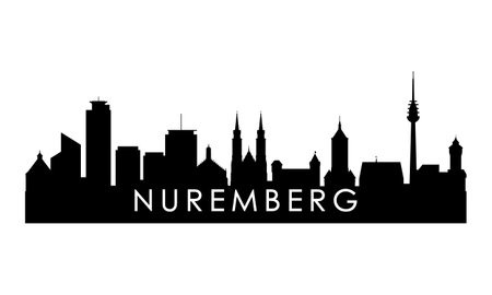 Nuremberg skyline silhouette. Black Nuremberg city design isolated on white background.のイラスト素材