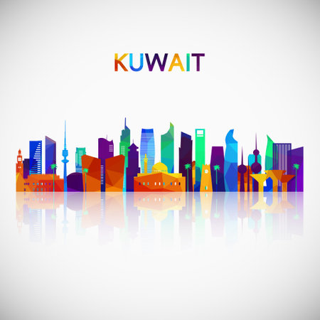 Kuwait skyline silhouette in colorful geometric style. Symbol for your design. Vector illustration.のイラスト素材