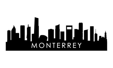 Monterrey skyline silhouette. Black Monterrey city design isolated on white background.のイラスト素材