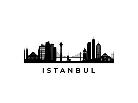 Vector Istanbul skyline. Travel Istanbul famous landmarks. Business and tourism concept for presentation, banner, web site.のイラスト素材