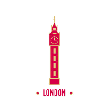 Big Ben illustration in line art style. Vector icon of United Kingdom landmark.のイラスト素材