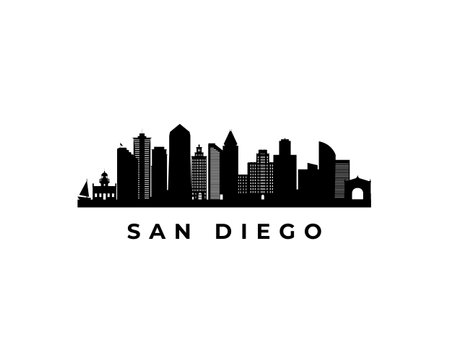 Vector San Diego skyline. Travel San Diego famous landmarks. Business and tourism concept for presentation, banner, web site.のイラスト素材
