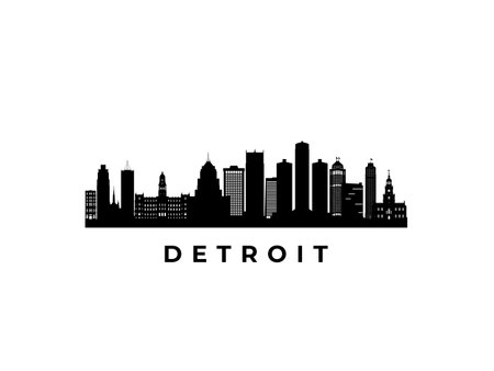 Vector Detroit skyline. Travel Detroit famous landmarks. Business and tourism concept for presentation, banner, web site.のイラスト素材