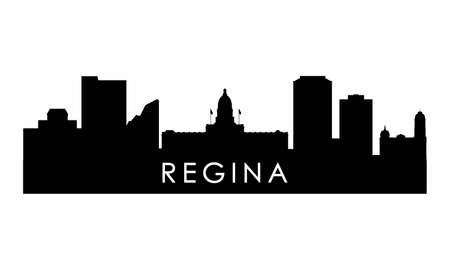 Regina skyline silhouette. Black Regina city Canada design isolated on white background.のイラスト素材
