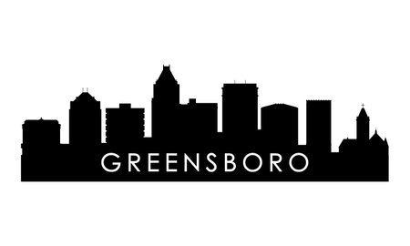 Greensboro skyline silhouette. Black Greensboro city design isolated on white background.のイラスト素材