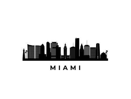 Vector Miami skyline. Travel Miami famous landmarks. Business and tourism concept for presentation, banner, web site.のイラスト素材