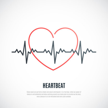 Heartbeat line icon. Heartbeat and heart illustration. Vector template.のイラスト素材