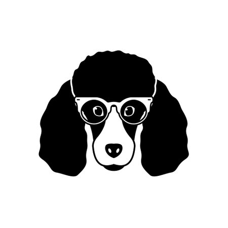 Poodle with glasses silhouette. Srock vector iconのイラスト素材
