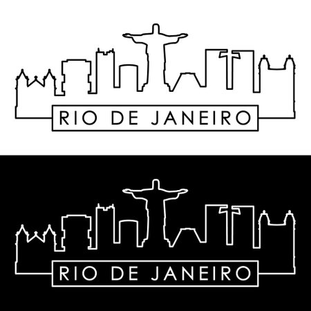 Rio de Janeiro skyline. Linear style. Rio de Janeiro city single line. Editable vector file.のイラスト素材