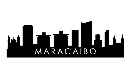 Maracaibo skyline silhouette. Black Maracaibo city design isolated on white background.のイラスト素材