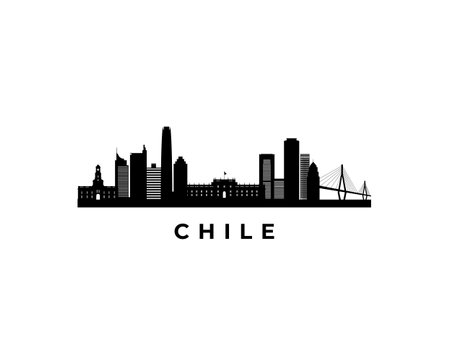 Vector Chile skyline. Travel Chile famous landmarks. Business and tourism concept for presentation, banner, web site.のイラスト素材