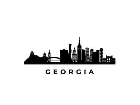 Vector Georgia skyline. Travel Georgia famous landmarks. Business and tourism concept for presentation, banner, web site.のイラスト素材