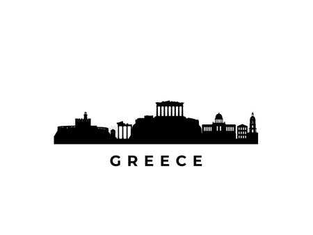 Vector Greece skyline. Travel Greece famous landmarks. Business and tourism concept for presentation, banner, web site.のイラスト素材