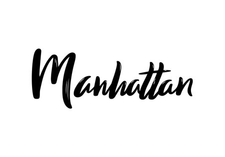 Stylish script typography highlights Manhattan, emphasizing urban elegance and charmのイラスト素材