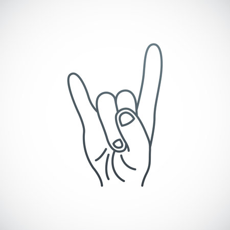 Goat gesture, two fingers raised line icon. Vector illustration.のイラスト素材