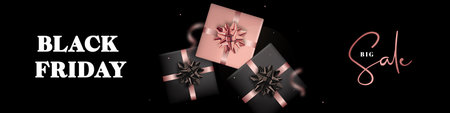 Elegant gift boxes with festive ribbons highlight excitement of holiday salesのイラスト素材