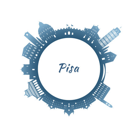 Pisa skyline with colorful buildings. Circular style. Stock vector illustrationのイラスト素材