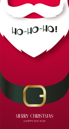 Cheerful Christmas design featuring Santa's belt and iconic "Ho-Ho-Ho!" text. Vector template for social media, social network, stories.のイラスト素材