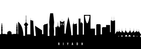 Vector silhouette illustration of Riyadh City urban skyline. Modern minimalist cityscape graphic, perfect for travel, banners or backgrounds.のイラスト素材