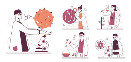 Chemists doing scientific experiment, medical or science laboratory workers. Scientists lab...