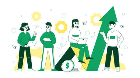 Business management, sales growth and strategy marketing. Company growth profit vector symbol illustrations. Productive strategy developmentのイラスト素材