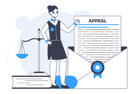 Professional advocate, law firm female worker. Court legal, judgment law and notary concept flat vector illustration on white backgroundのイラスト素材