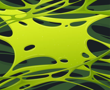 Cartoon stretched slime background. Sticky dripping slime, goo liquid mucus splatters flat vector background illustration. Dripping jelly designのイラスト素材