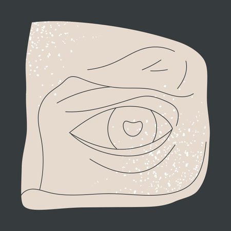 Antique plaster eye sculpture. Classical greek marble eye, greek ancient god body part flat vector background illustrationのイラスト素材