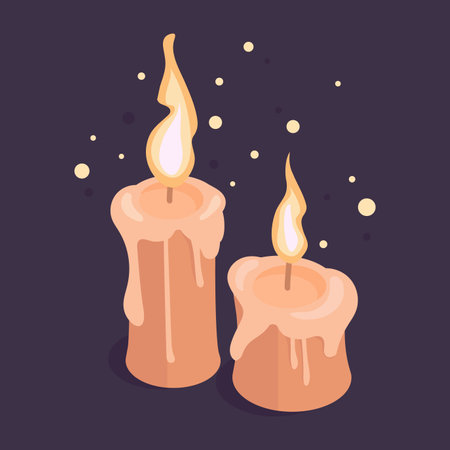 Wax decorative candles. Scented burning candles 3d isolated background illustrationのイラスト素材