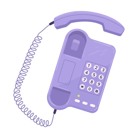old school telephone. Cartoon classic rotary phone, retro cellphone flat vector illustration. old vintage wired telephoneのイラスト素材