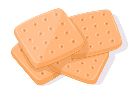 Hardtack cookies. Cartoon homemade dense biscuits, simple delicious crackers flat vector illustrationのイラスト素材