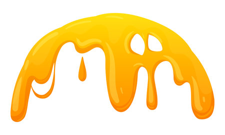 Honey border. Cartoon melting liquid honey spot, sweet syrup dripping spot flat vector illustration. Sticky honey dripのイラスト素材