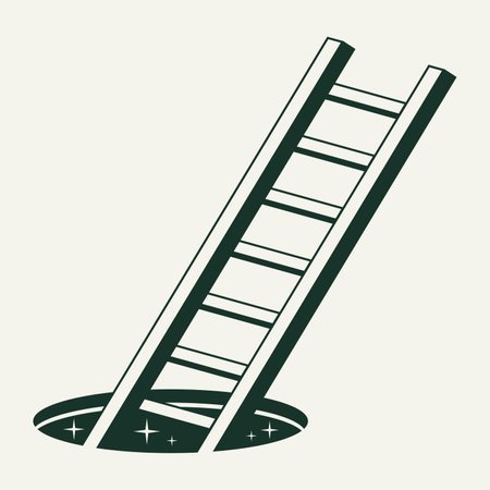 Abstract surreal ladder. Geometric monochrome stair, interdimensional portal surreal stair flat vector background illustration. Outline ladder conceptのイラスト素材