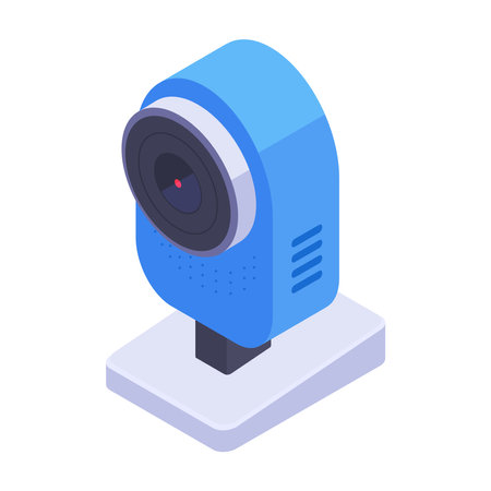 Isometric security camera. Modern surveillance camera, security system 3d vector illustration. Safety system video equipmentのイラスト素材