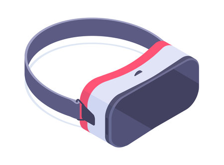 Isometric virtual reality glasses. Modern technology electronic gadget, isometric computer games portable VR device 3d vector illustration. Augmented reality accessoryのイラスト素材