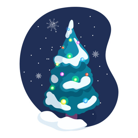 Isometric Christmas tree. Winter holidays decorated green fir tree, 3d fir pine tree flat vector illustration. Winter holidays Christmas treeのイラスト素材