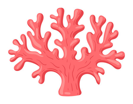 Cartoon ocean coral. Underwater marine flora coral reef part, sea nature flat vector illustration. Ocean flora coral plantのイラスト素材