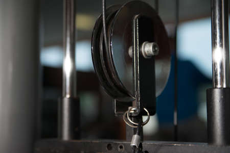Closeup image of weights for trainer in modern gymの写真素材