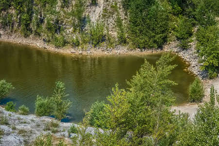 Scenic view of beautiful mountain lake in Caucasus