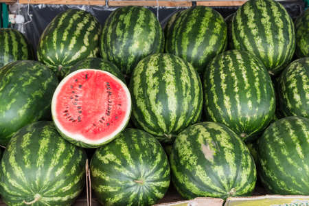 Water melon at fruit marketの写真素材