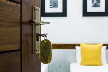 Key in keyholeの写真素材