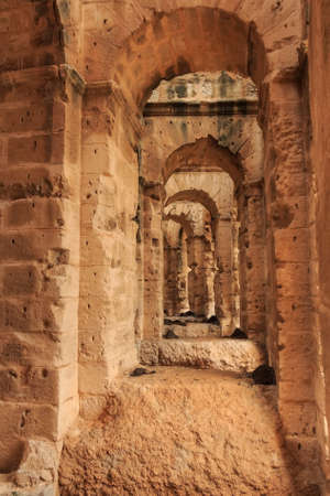 Remains of the colosseum in El Jemの写真素材