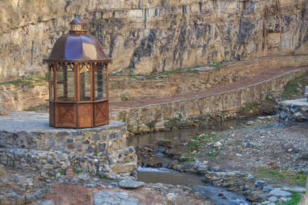 Pavilion on Kura river bank in Tbilisi, Georgiaの写真素材