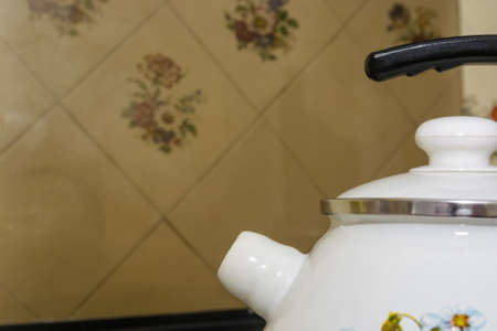 Closeup shot of tea kettleの写真素材