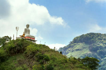 Sri Lanka mountain landscape with Buddha statueの写真素材