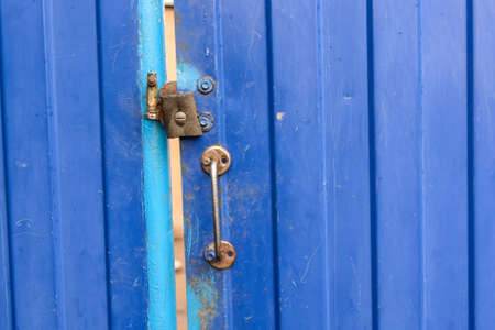Close up of old metal door handleの写真素材